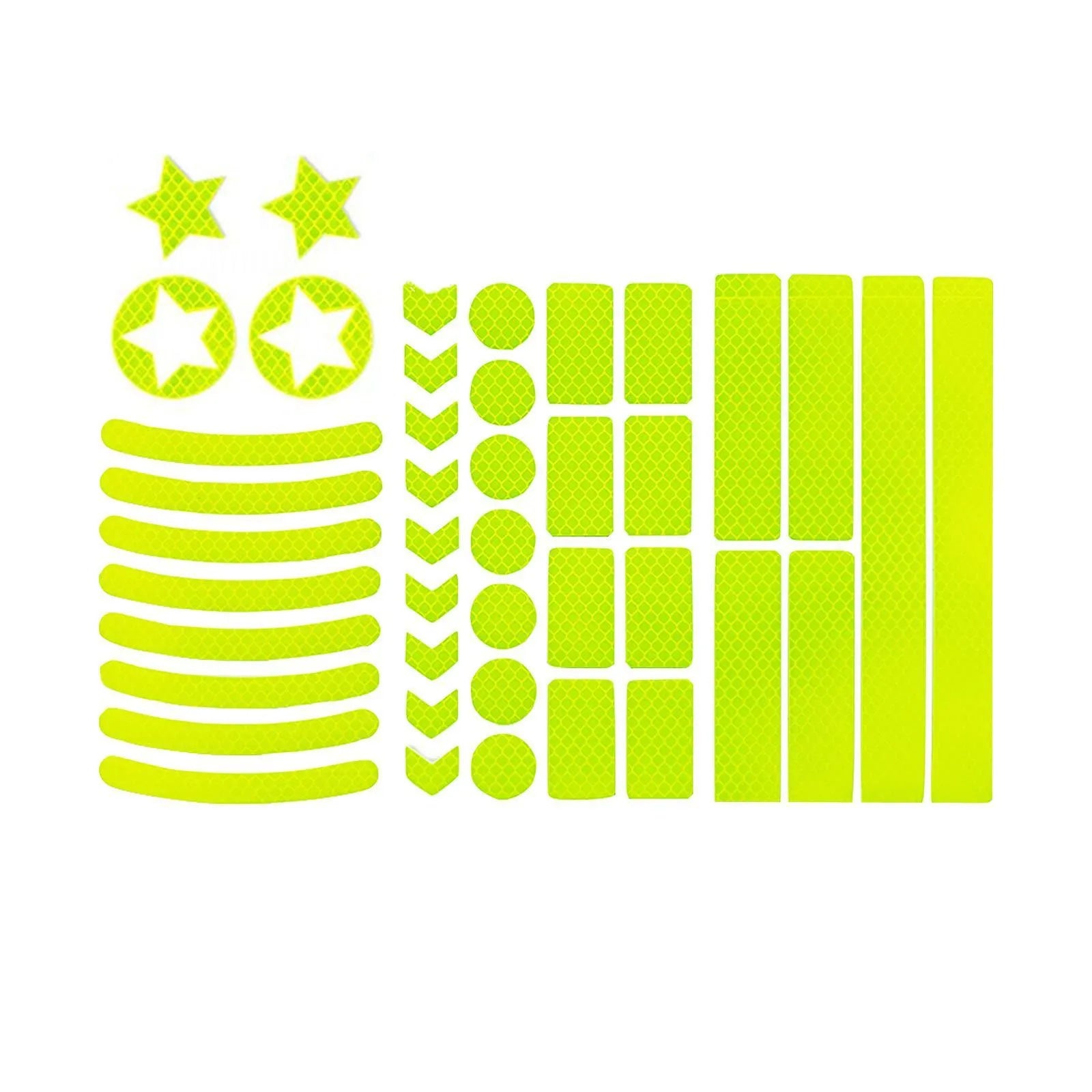 Bicycle reflective warning tape with grid pattern in four colour options showing 11.5x21cm dimensions
