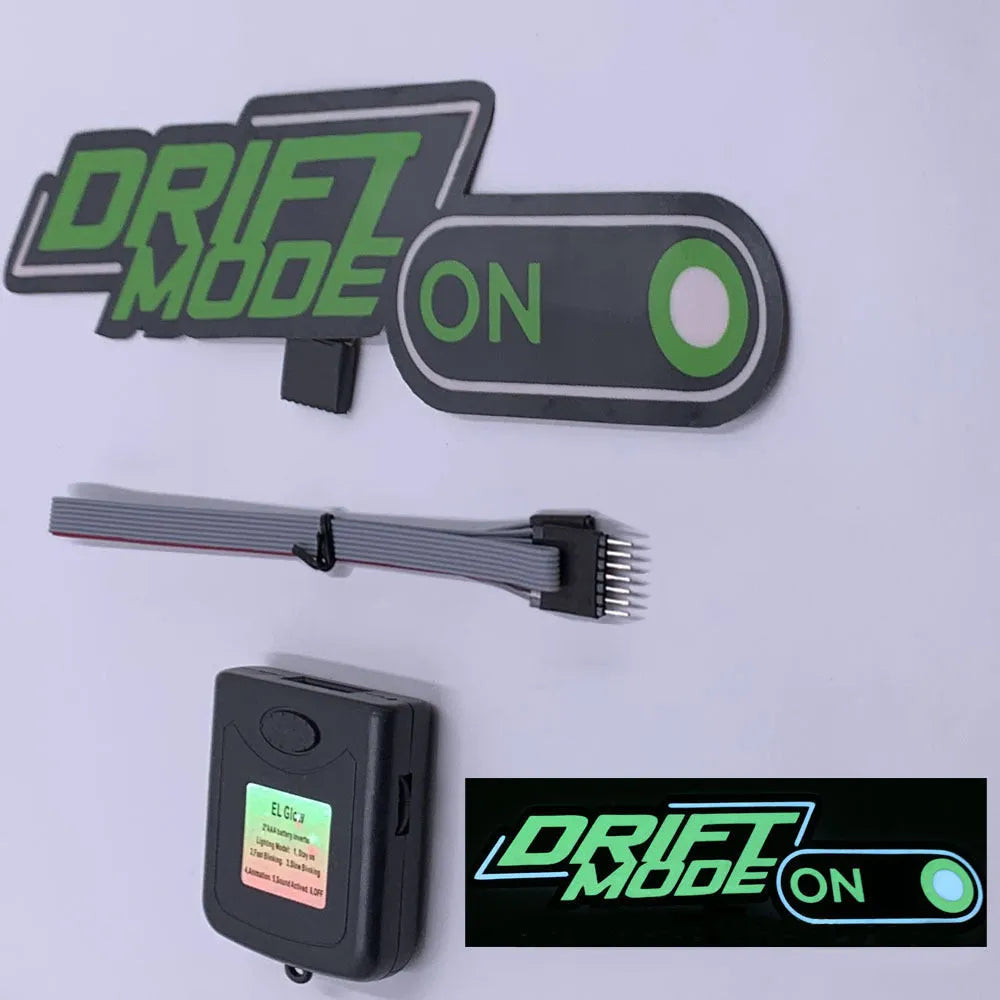Luminous adhesive wall sticker with LED driver and 60cm connecting line, showing heart and text designs with multiple flashing modes.