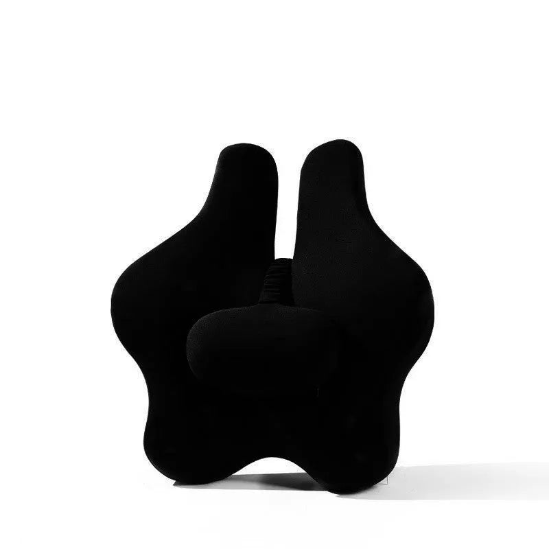 Black memory foam car lumbar support cushion showing simple solid colour design.