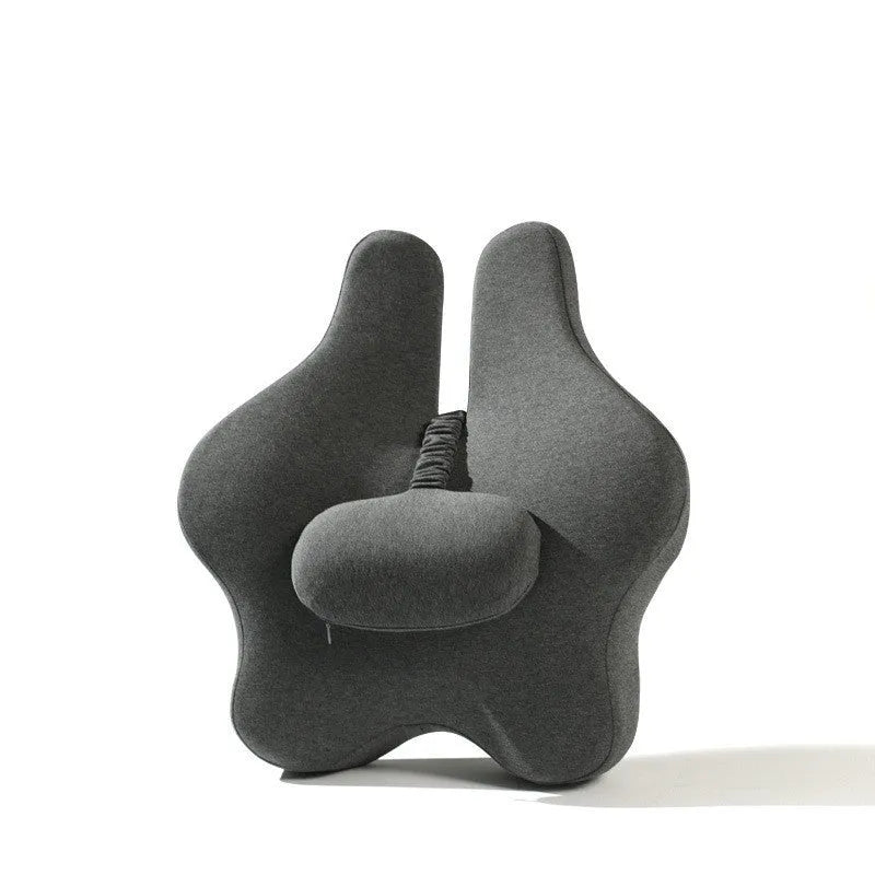 Black memory foam car lumbar support cushion showing simple solid colour design.