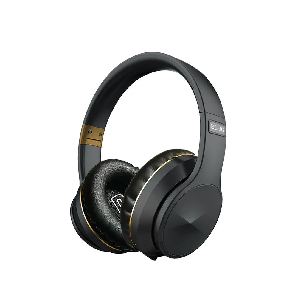 Head-mounted sports folding Bluetooth headset with subwoofer, card mode, and radio in black silver