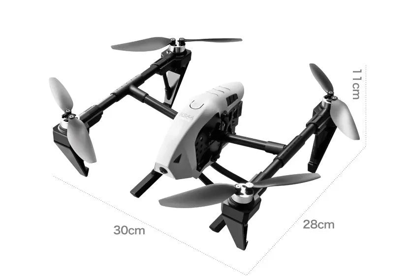 White Alloy KS66 remote control drone with camera, controller, and accessories on a grey background.