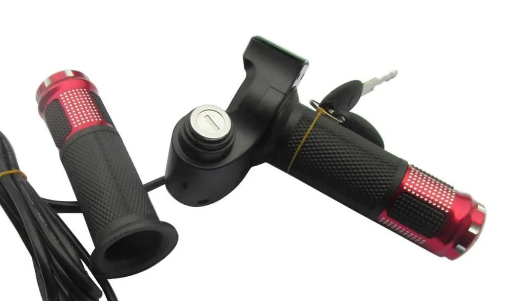 Electric vehicle handlebar section replacement part in blue, red, silver or yellow with 5-core wiring