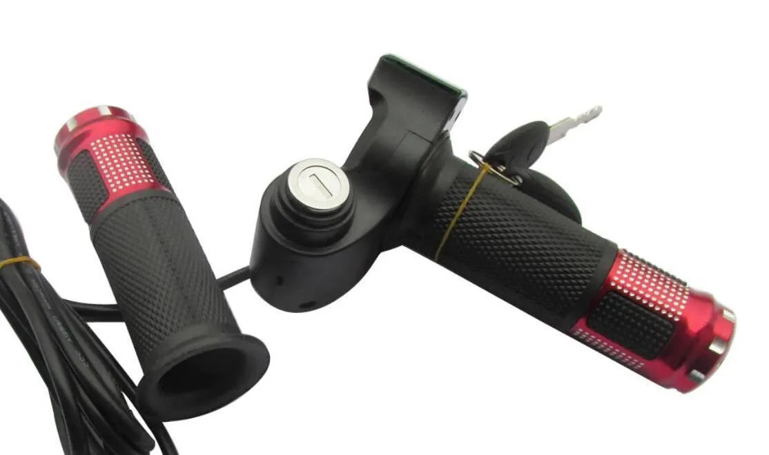 Electric vehicle handlebar section replacement part in blue, red, silver or yellow with 5-core wiring
