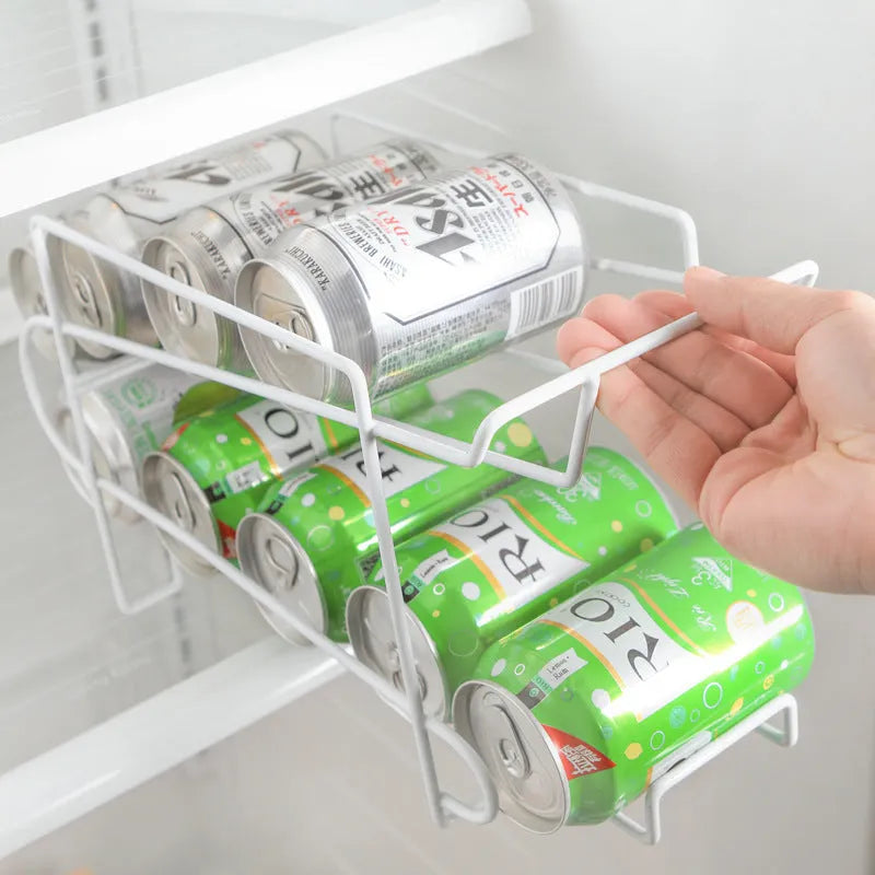 Double-layer iron kitchen storage rack in picture colour, 28x18x14cm, for cans and desktop organisation