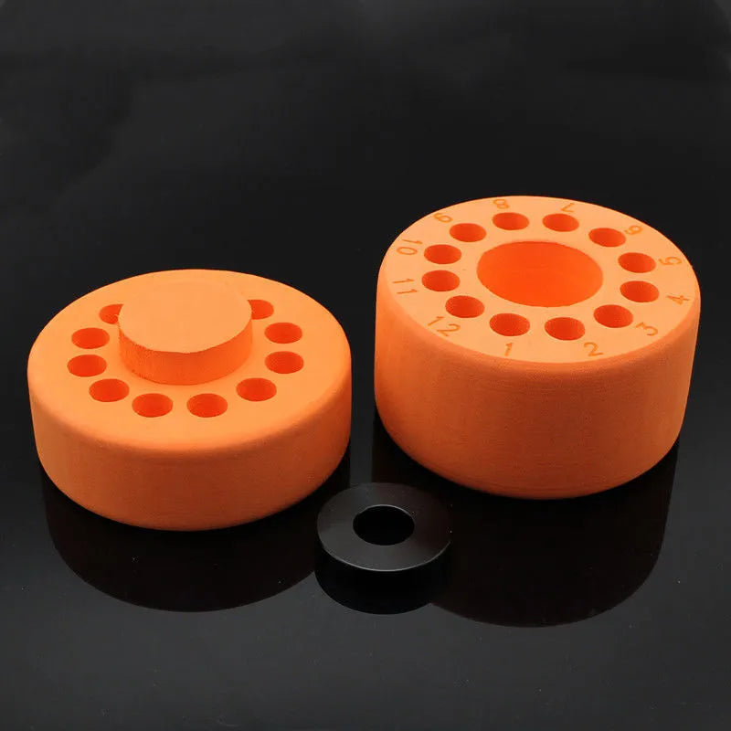 Orange and blue process cooling box for gradient freezing and freezer cell recovery.
