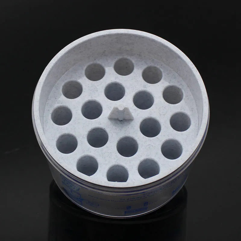 Orange and blue process cooling box for gradient freezing and freezer cell recovery.