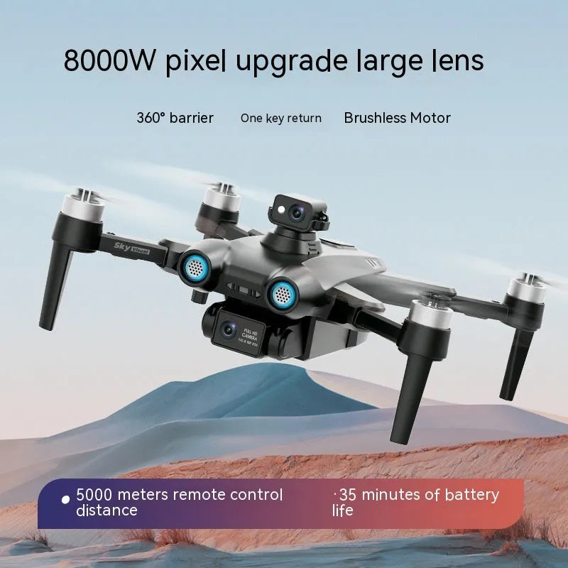 HD aerial photography GPS brushless motor drone with 8K camera, black, folding design