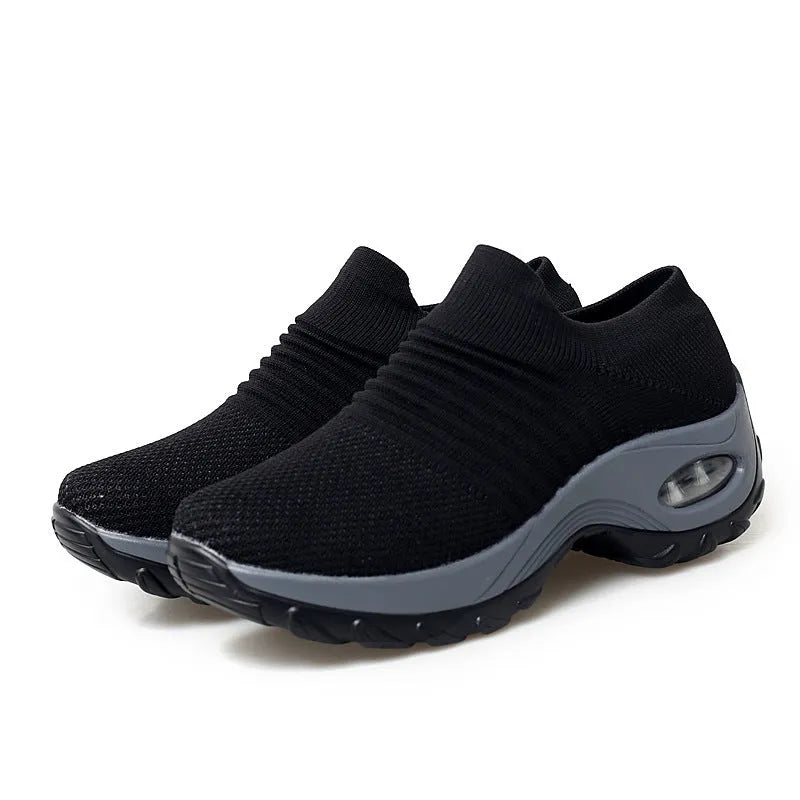 Flying woven rocking shoes with soft MD sole and front strap, shown in black, gray, purple, and camouflage colours