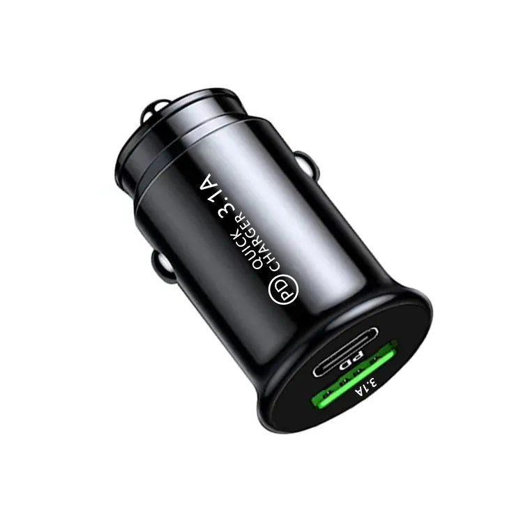 Black and white dual USB car charger for cigarette lighter socket with 12V/24V compatibility