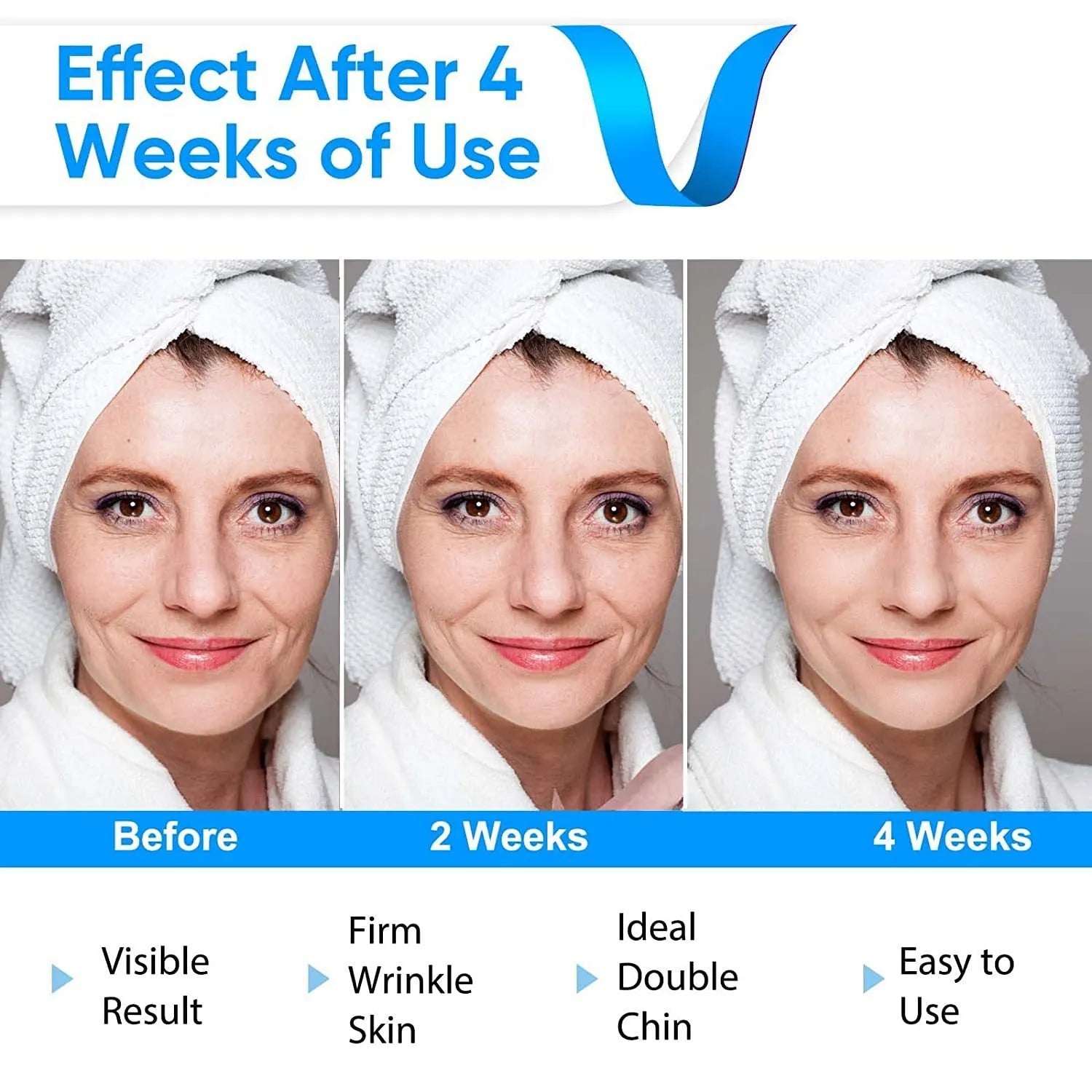Vibration Massage V Face Beauty Instrument in White with USB-C charging cable in packaging