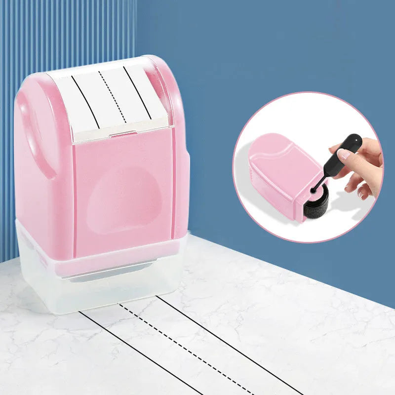 Plastic rectangular roller seal for educational use in seven different colours