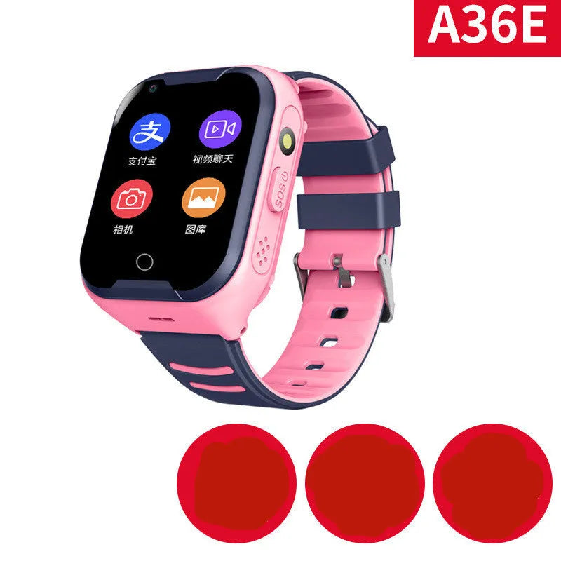 Blue children's smartwatch with a 1.44-inch touch screen for video calls and GPS tracking on a silicone strap.