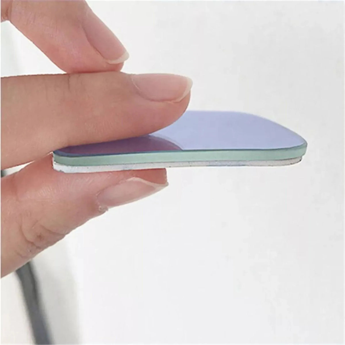 White car blind spot mirror with 360-degree adjustable mount and no-edge glass construction