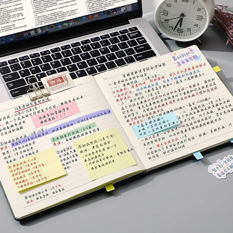 Square notebook with textured faux leather mesh cover in multiple colour options showing three interior format choices