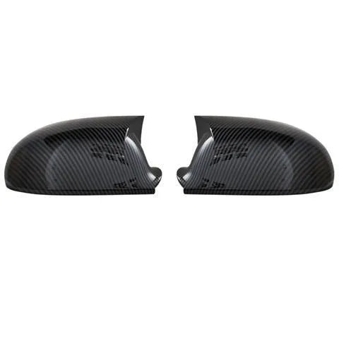 Pair of horn bright black plastic mirror outer shells for Volkswagen Sagitar