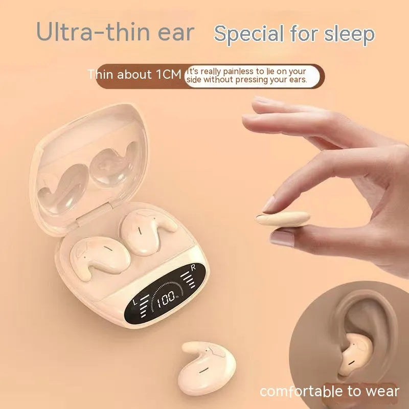 Binaural Bluetooth headset with noise reduction in black, featuring ear-sticking design and Jerry chip for wireless calls up to 10 metres