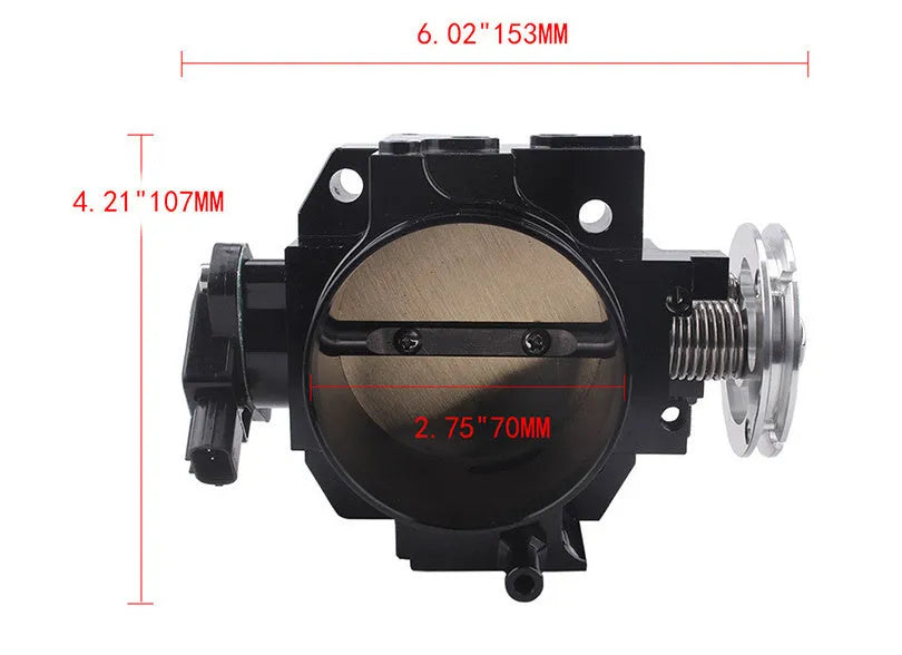 Aluminium throttle body for Honda K20A engine, shown in silver finish with sensor.