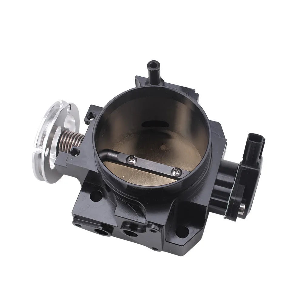 Aluminium throttle body for Honda K20A engine, shown in silver finish with sensor.