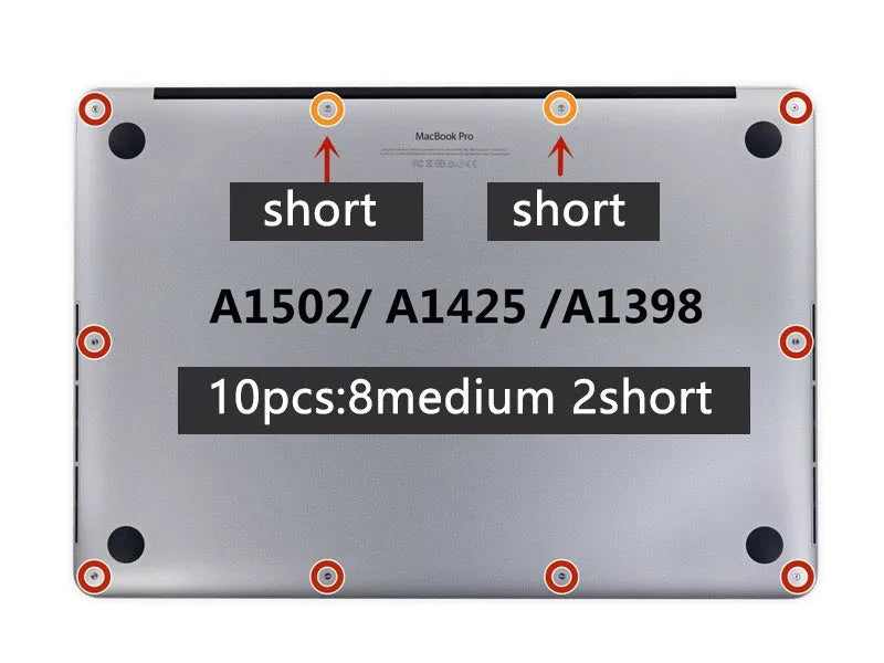 MacBook Pro bottom shell replacement screw kit for A1502, A1398, and A1425 Retina models