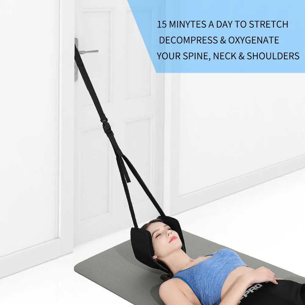 Neck hammock neck stretcher in black grey cotton with 50kg load capacity for cervical traction
