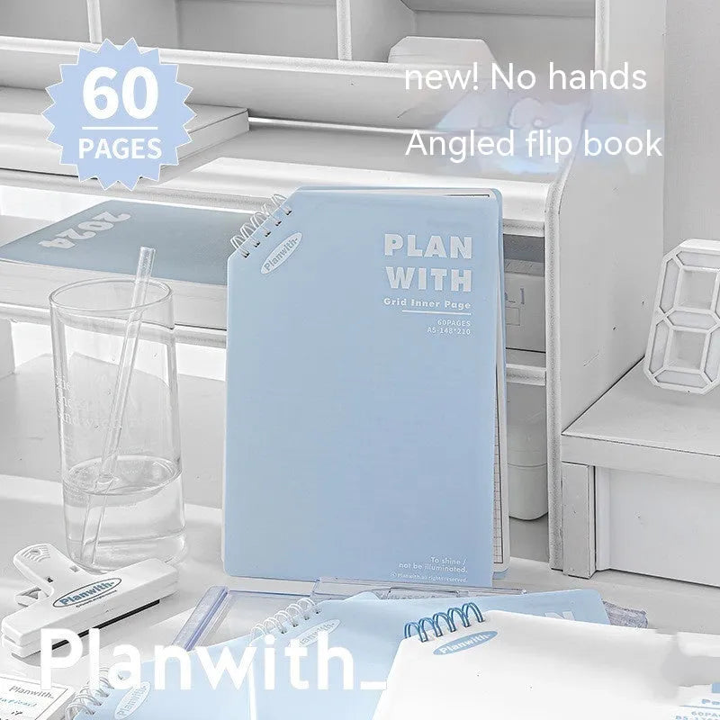 Oblique Angle Book Series Salt Series notebook in A5 or B5 size with a choice of white, plaid blue, or blue cover.