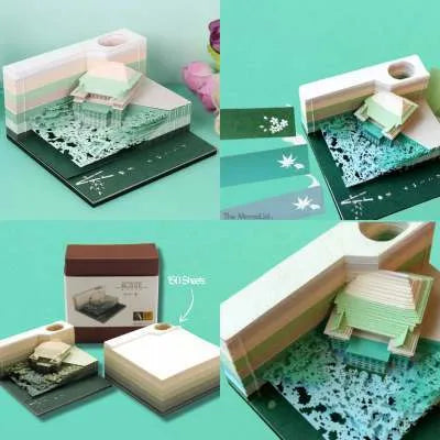 One Piece and architectural building themed sticky notes on craft paper, size 80x45mm.