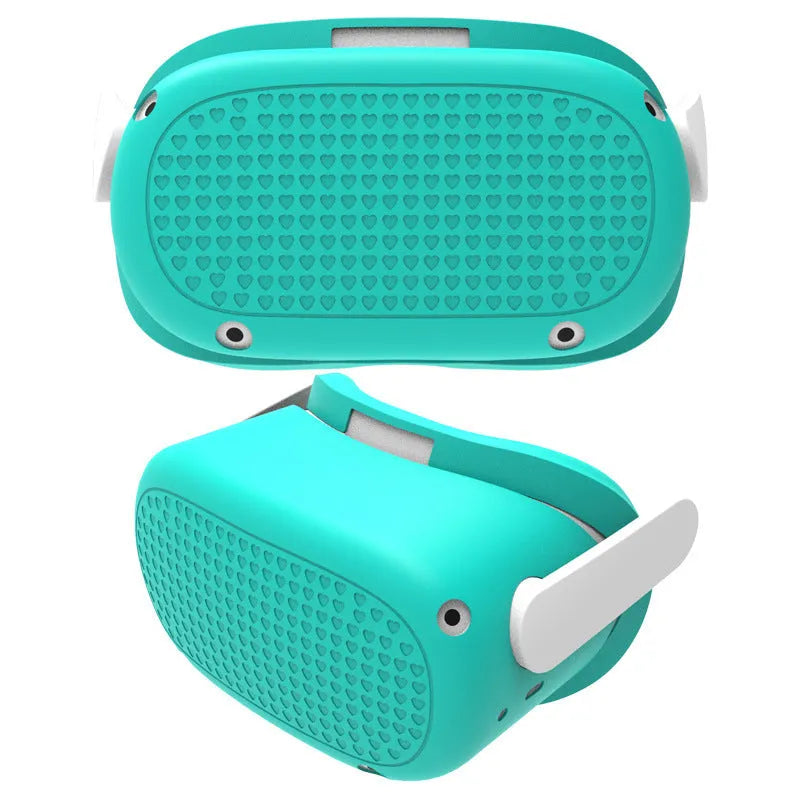Silicone protective cover for Oculus Quest 2 VR host in black with heart pattern
