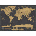 Large black scratch off world map poster 82.5x59.4cm with copper tin foil finish