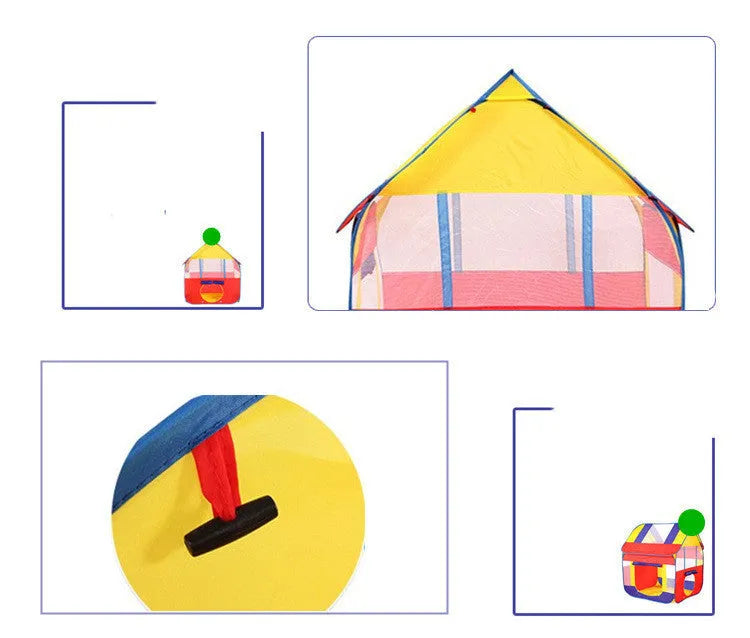 Children's play tent 120 x 120 x 130 cm polyester fabric with roll-up curtain in blue or pink