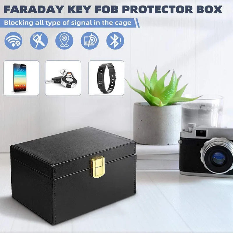 Carbon fibre RFID shielding box and two matching key cases with nano protection lining