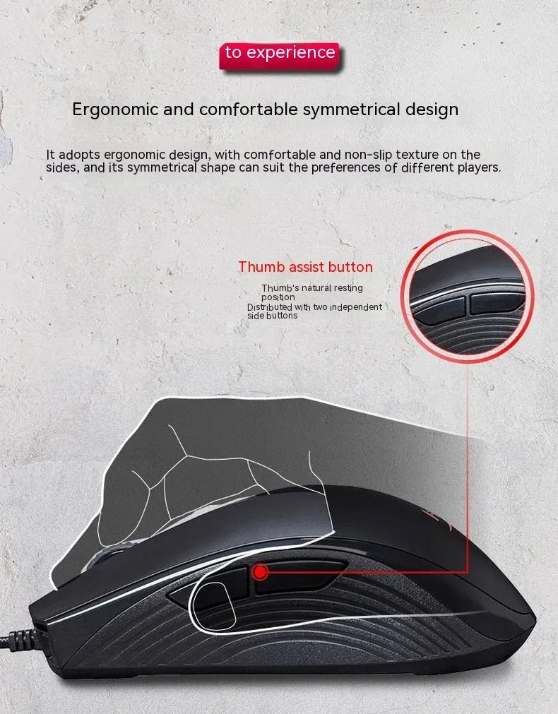 Pulsefirecore RGB wired gaming mouse in black with photoelectric sensor and 1.8m USB cable