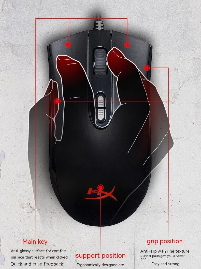 Pulsefirecore RGB wired gaming mouse in black with photoelectric sensor and 1.8m USB cable