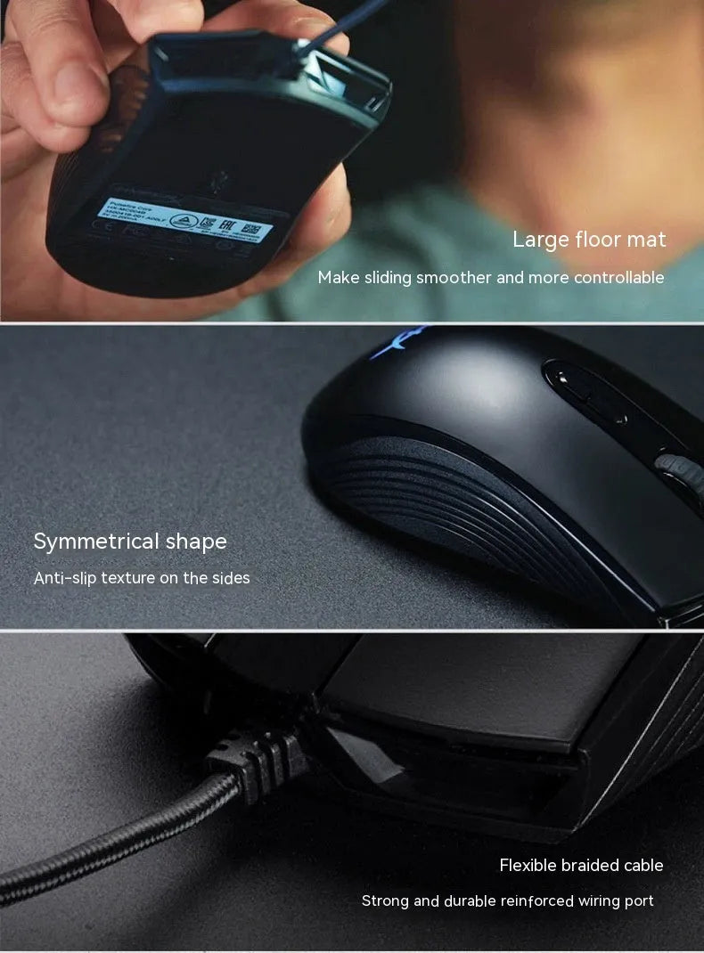 Pulsefirecore RGB wired gaming mouse in black with photoelectric sensor and 1.8m USB cable