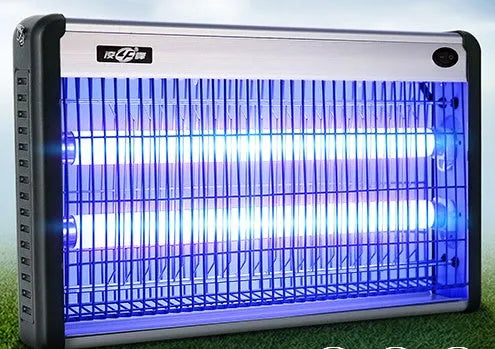 Electric mosquito killing lamp with UV light and high-voltage grid for indoor fly and mosquito control.