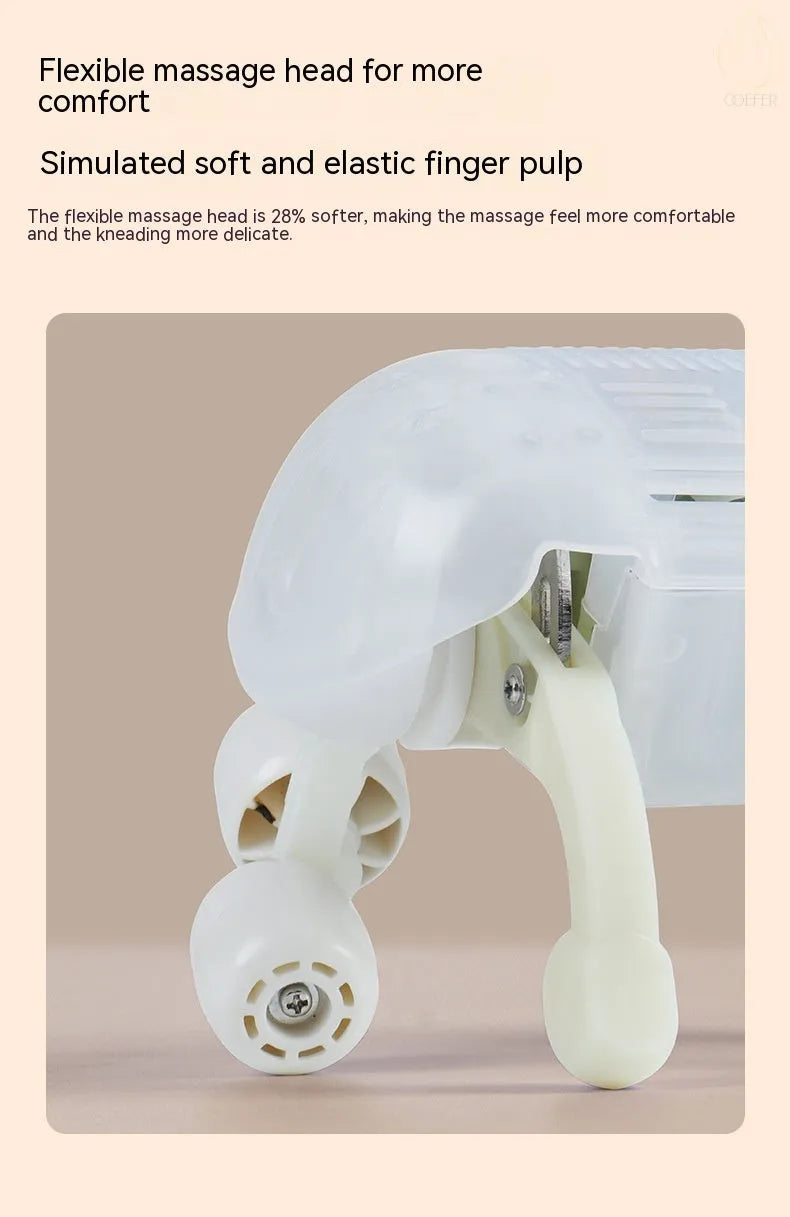 Milky white rechargeable shoulder and neck kneading massager with infrared physiotherapy