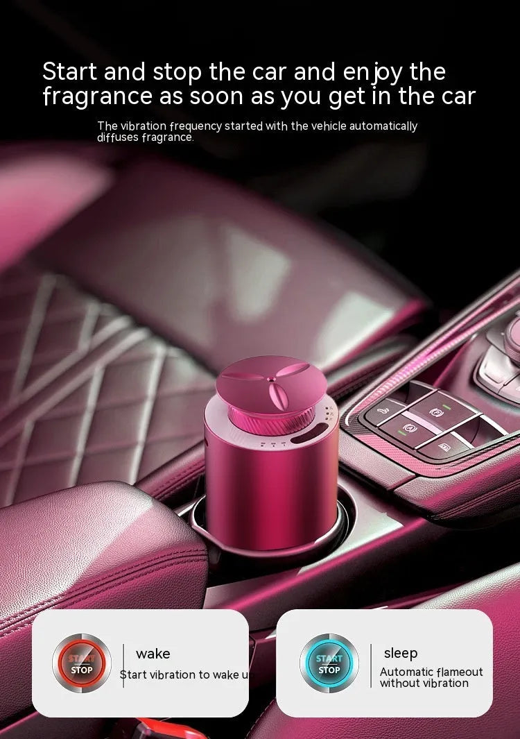 Portable column-shaped aroma diffuser in metal construction with touch button, suitable for cars and small rooms