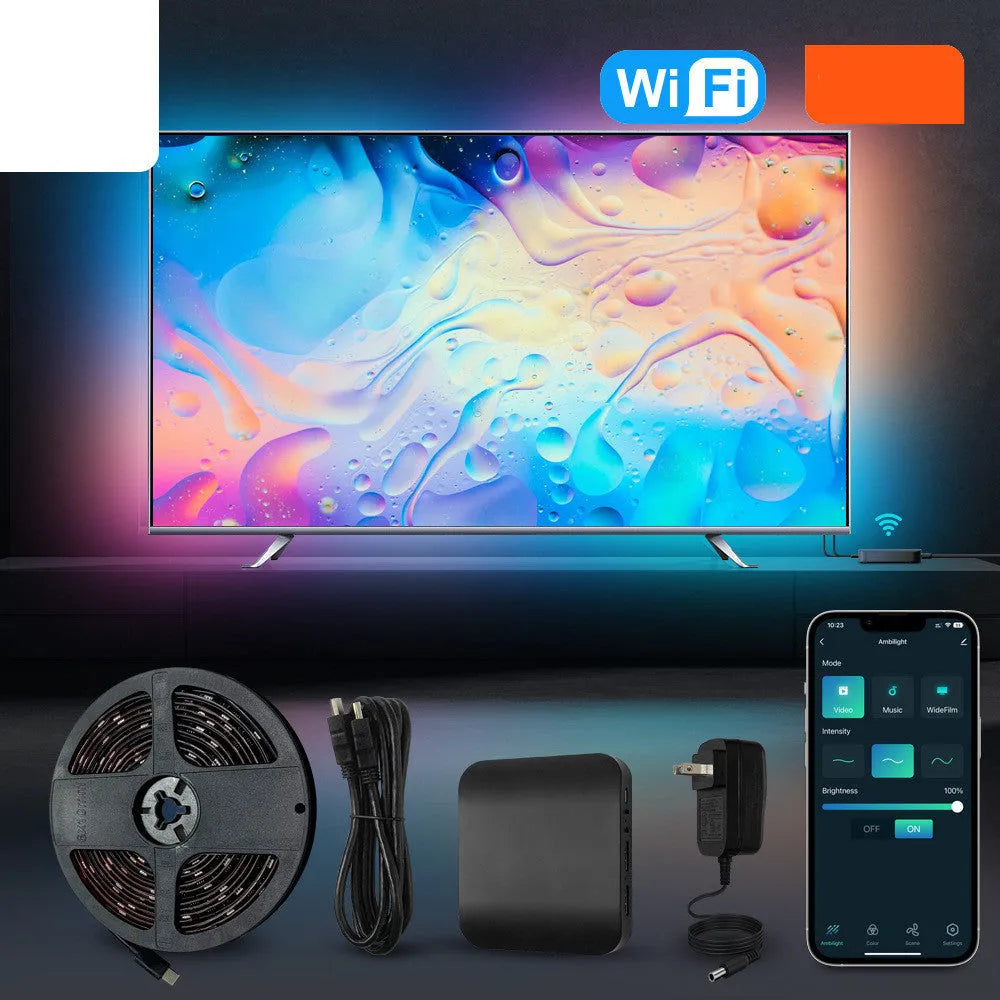 Smart LED light strip for television background with waterproof plastic construction and intelligent control