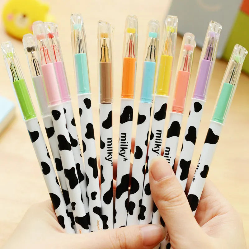 Set of 12 cow colour gel pens with 0.38mm fine tips displayed in a box.