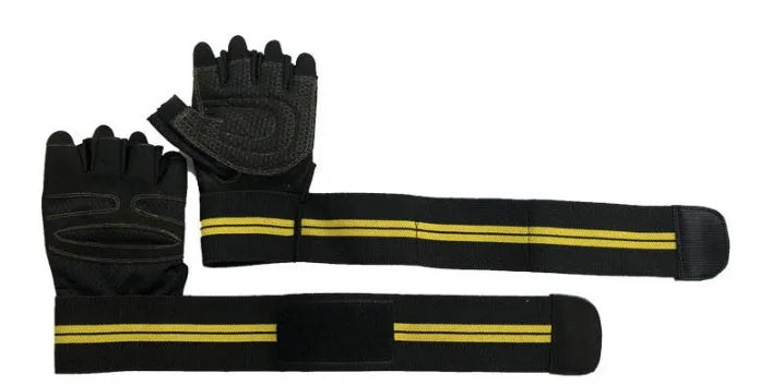 Black half finger fitness gloves with silicone antiskid palm on palm side, three sizes available