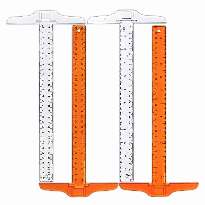 30cm plastic T-shaped ruler for design students in orange yellow or transparent colour