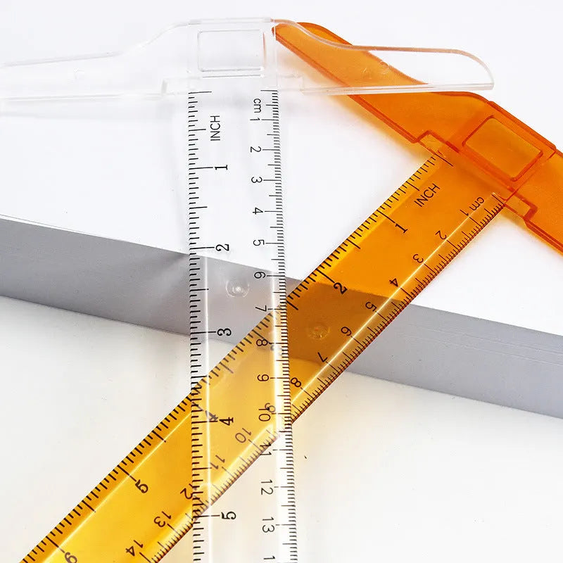 30cm plastic T-shaped ruler for design students in orange yellow or transparent colour