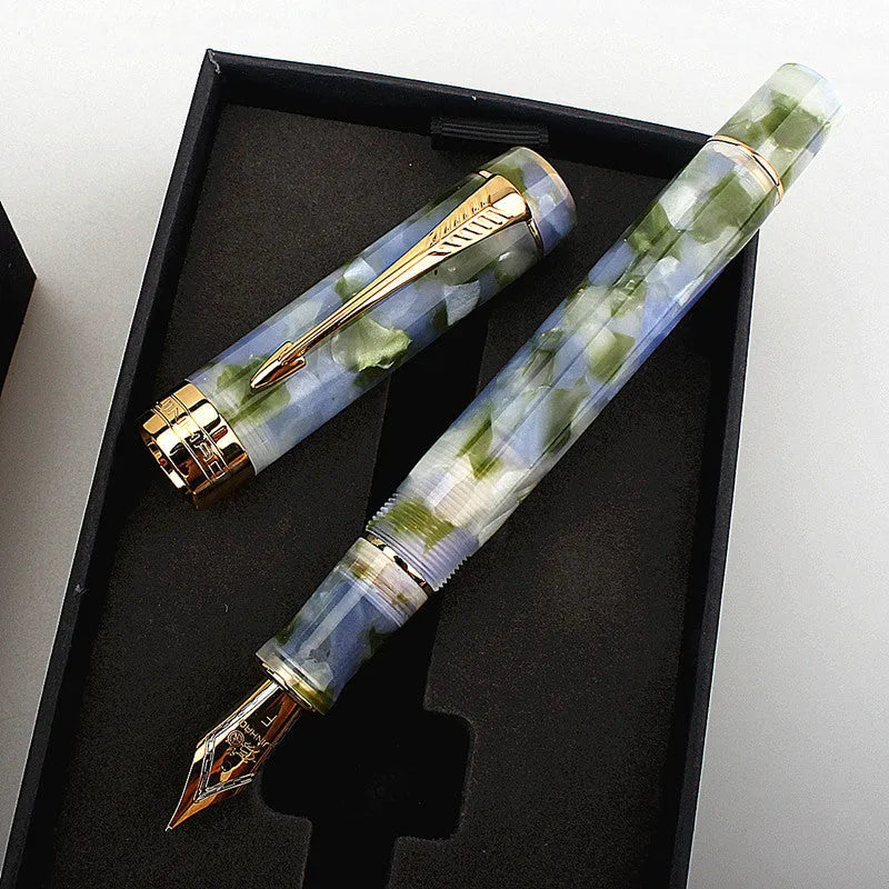 Deep Bath Green metal ballpoint pen showing three tip size options