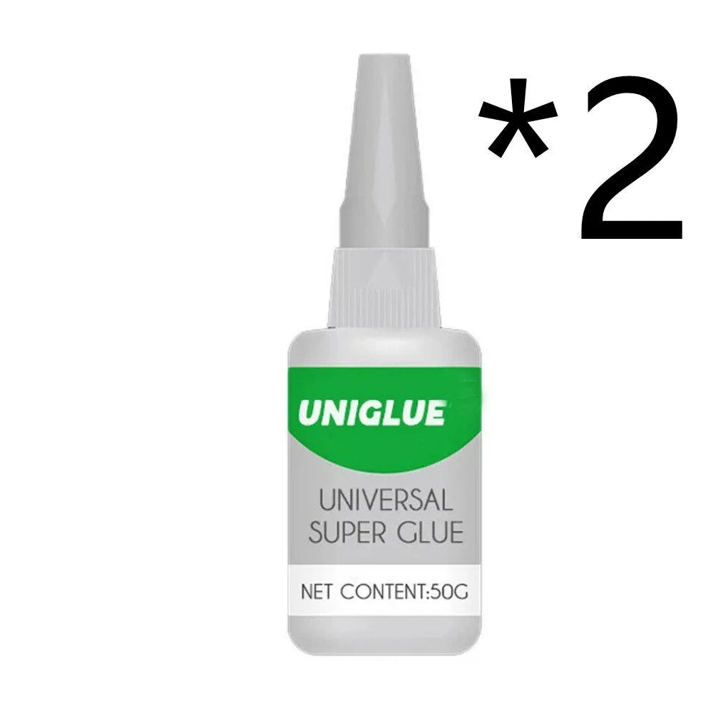 Uniglue Universal Super Glue tube with pin-point nozzle for crack repair, 30g and 50g sizes