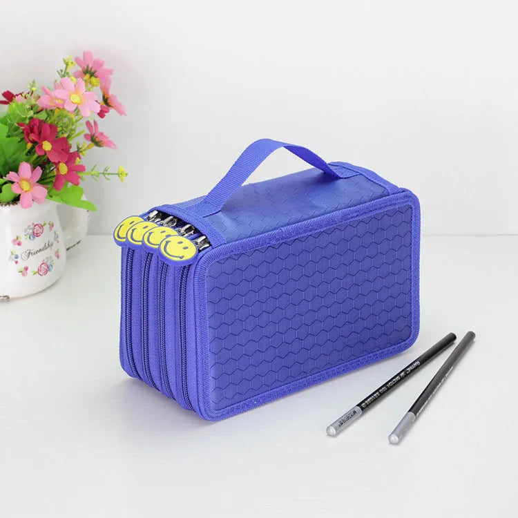 Oxford cloth pencil case 20x12.5x8.2cm in black, blue, pink, purple, light gray, or rose for 72 or 48 colour pencils
