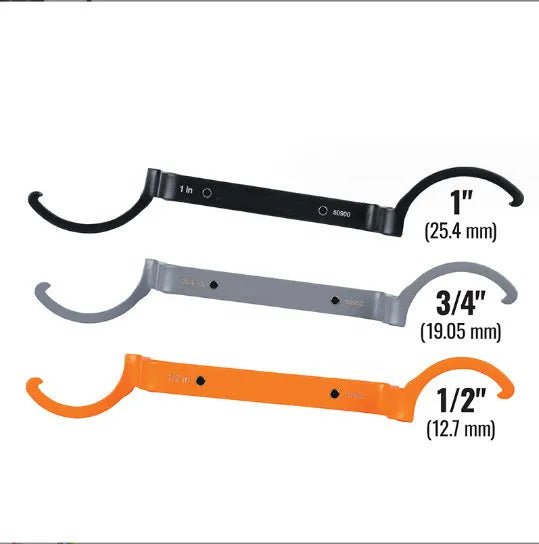 Crescent magnetic locking wrench set with orange, grey, and black adjustable spanners.