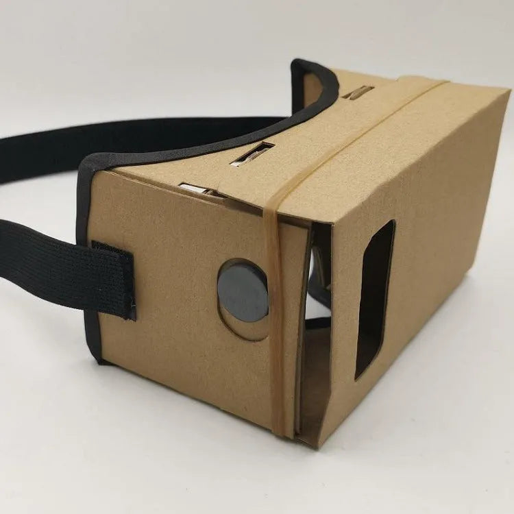 Pink and white cardboard VR glasses headset for smartphones up to 6 inches.