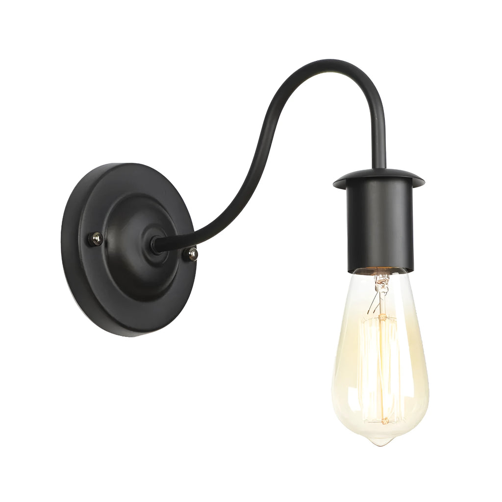 Antique black decorative wall lamp with iron lampshade and E27 lamp cap for stairway, 110-240V