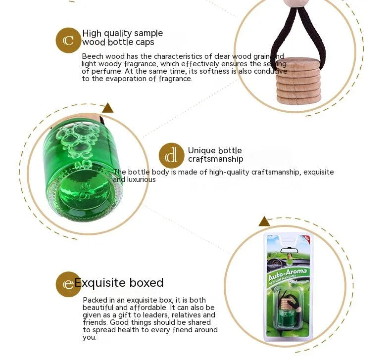Car air freshener glass bottle hanging ornament in 55g net content