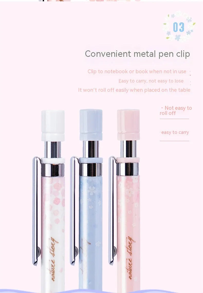 Mixed colour cartoon style 0.5mm automatic pencil set with three pencils and three boxes of HB refills.